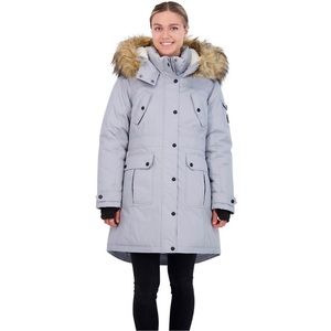 Madden Girl Gray Parka with Faux Fur Trim